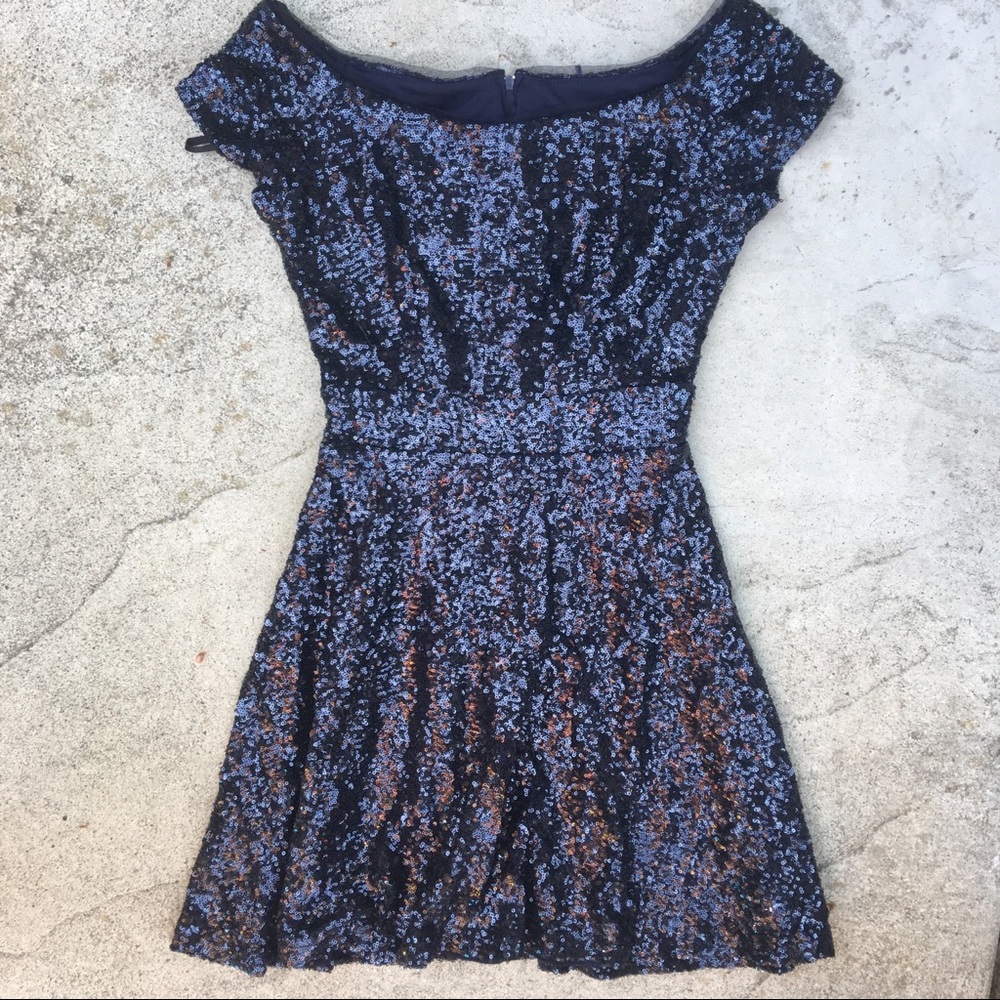 Navy Blue Sequined Mini Dress Windsor Homecoming